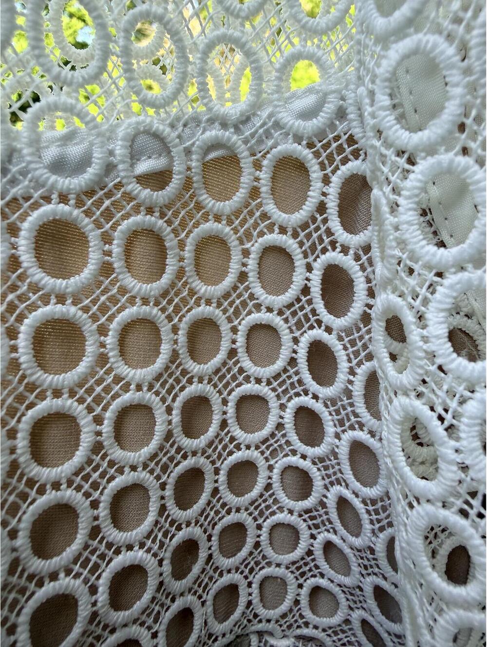 WHBM White Lace Eyelet Crochet Shift Dress 3/4 Sleeve Size 4 - Picture 4 of 8